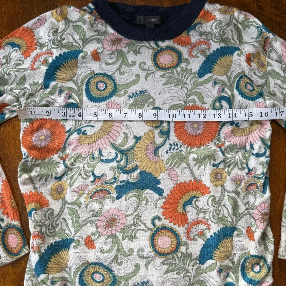 J.Crew 100% Merino Wool Floral Print Sweater